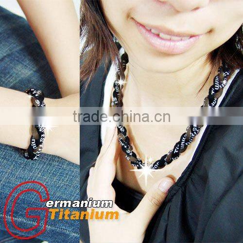 Blue & White 1Set Titanium Baseball Sports Necklace & Bracelet, 3 Ropes