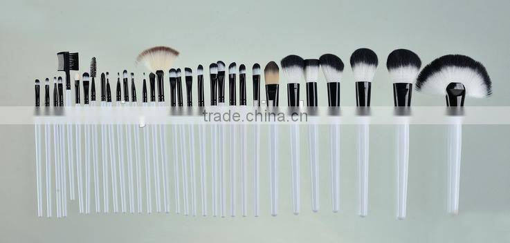 black/white 24 piece cosmetic makeup brush set with black case
