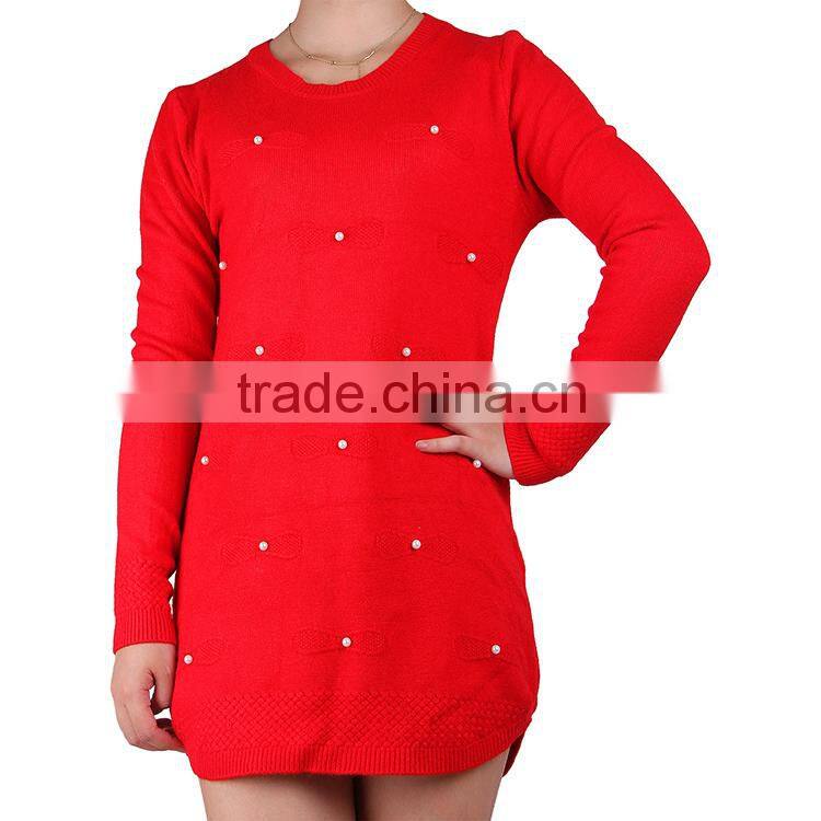 2015 new fashion Plain coloured turtleneck sweater with pearl