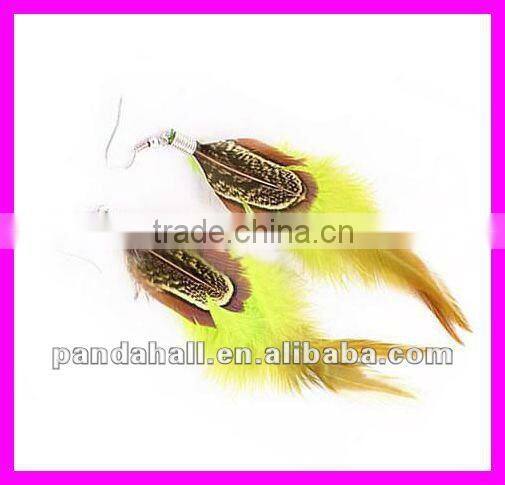 Fashion Indian Style Feather Earrings(EJEW-D008-36)