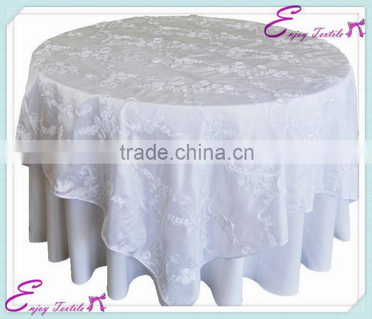 YHT#146 ribbon pattern taffeta polyester banquet wedding wholesale cheap table cloth linen overlay