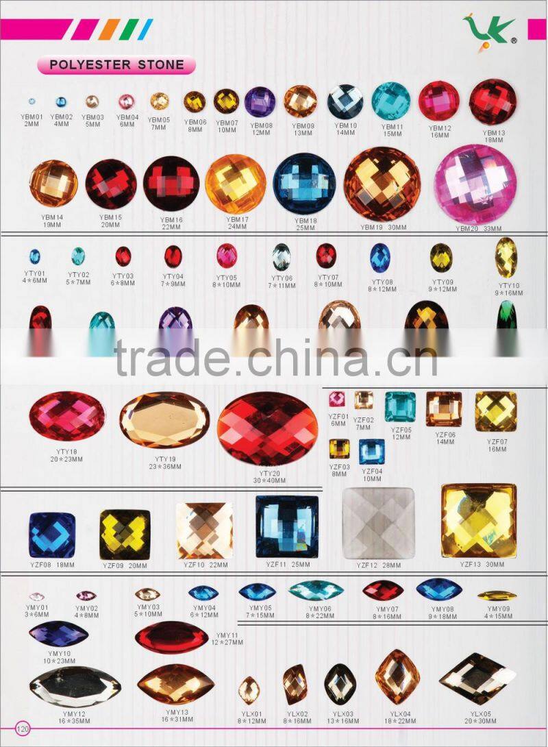 Assorted Shapes Color Glue on Faceted Crafting Plastic Gemstone Acrylic Rhinestone