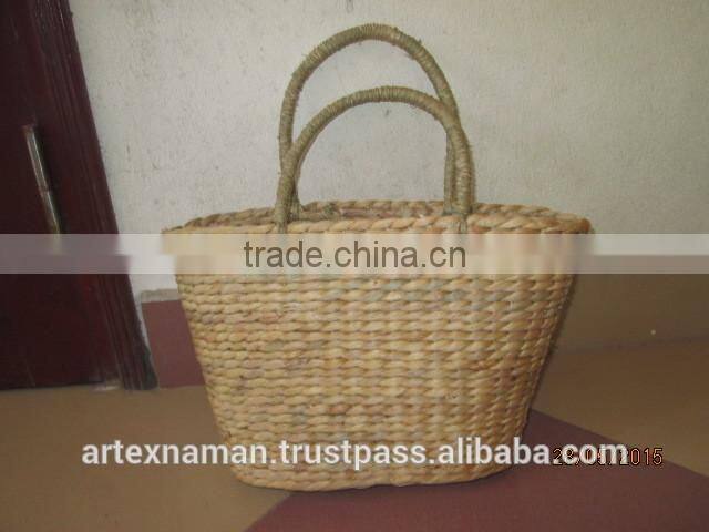 Eco-friendly water hyacinth handbag with handles, fashionable looking, good price, natural material from Vietnam