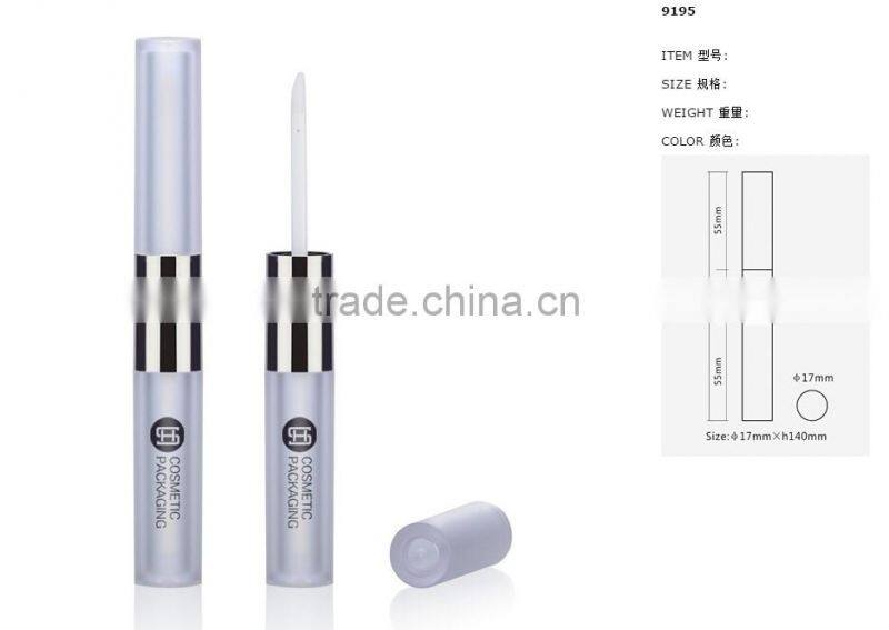 Newest design empty round frosted double end lip gloss packaging