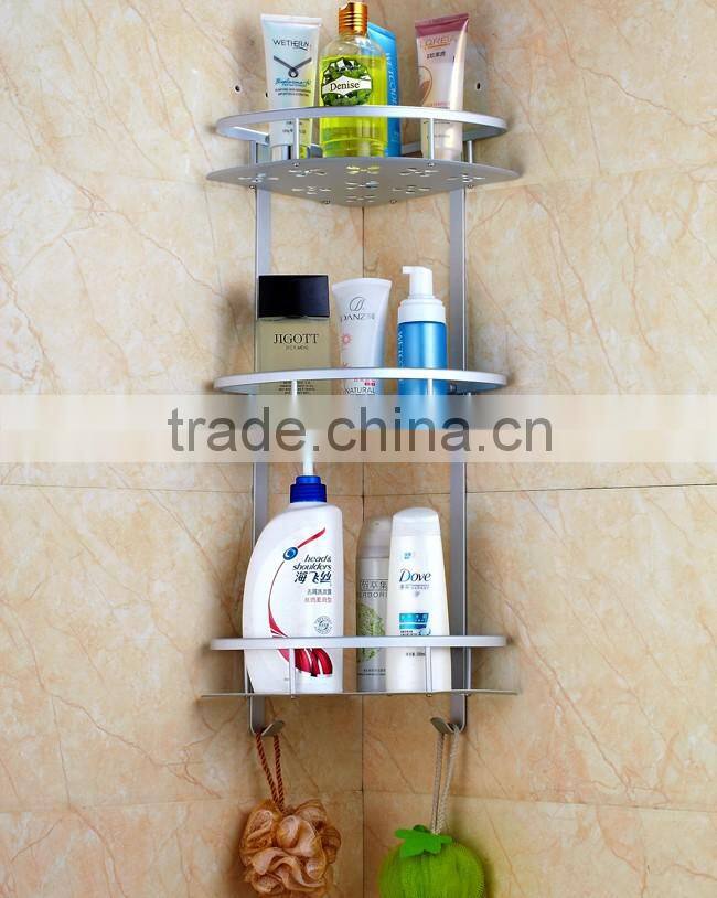3 tier Triangle Bathroom Basket Bathroom Corner Shelf Hanger aluminum Bath Shelf Bathroom Storage Basket
