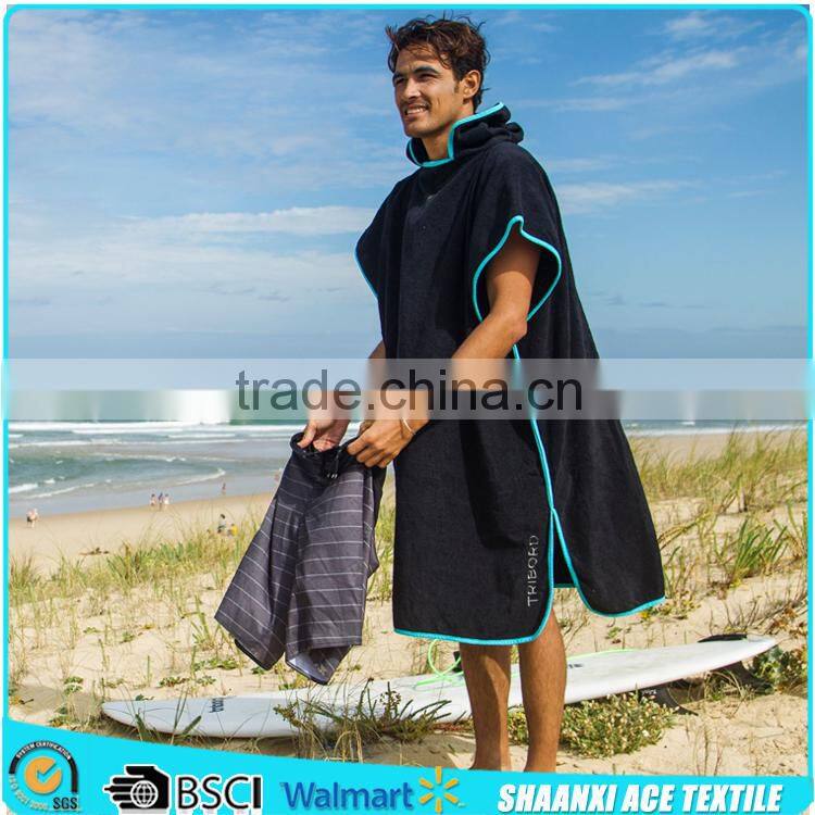 100% cotton terry cloth plain color super absorbent hooded surf poncho beach towel