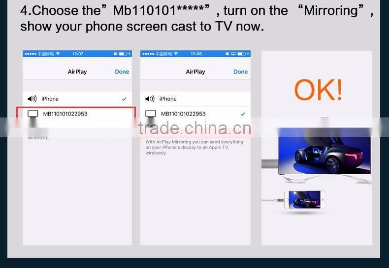 Lightning cable HDMI adapter miracast dongle for iphone