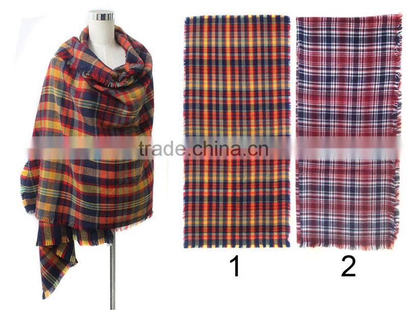 best selling 2015 winter popular plaid blanket custom scarf