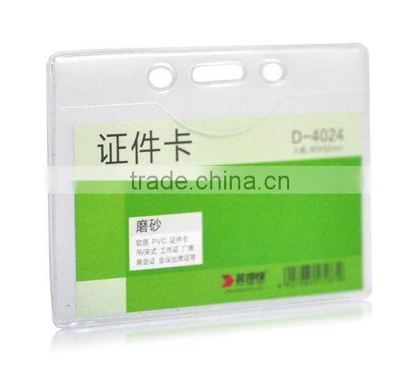 clear vinyl vertical ID badge holder with slot and chain holes