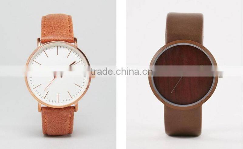 Top quality japan miyota 2035 movement quartz watch with genuine leather strap