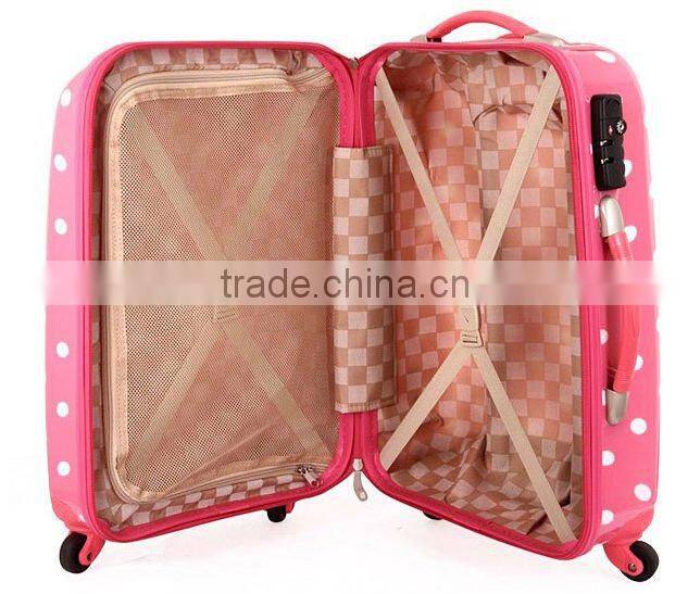 2015 china supplier Populor Polka dot printing PC trolley travel luggage/sky travel luggage/travel house luggage