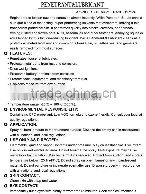 Lubricant & Penetrant Oil for Car Parts, Penetrating Lubricant Spray and Anti-rust