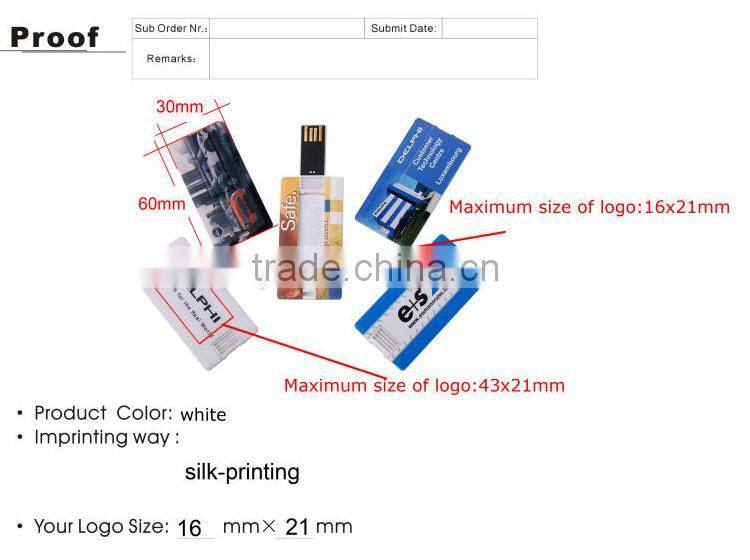 4 color logo printed usb card, business card usb flash drive