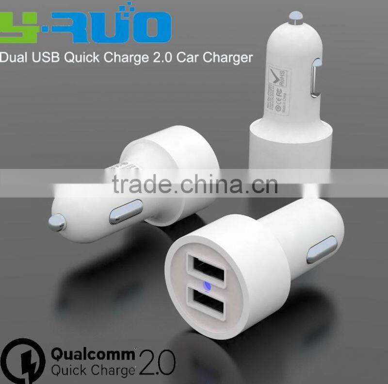 Dual QC 2.0 ports quick charge QC 2.0 Car Charger with output 5V 2.4A 9V 2A 12V 2A
