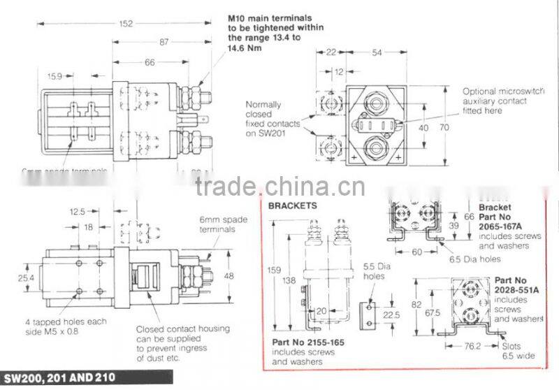 DC contactor similar albright contactor SW200