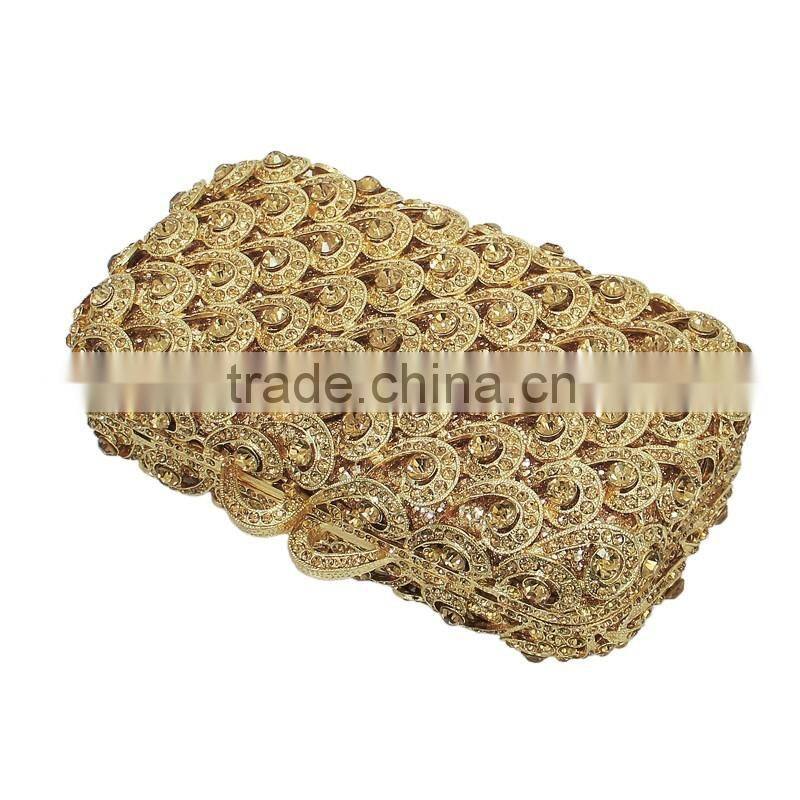 gold crystal rhinestone elegant wedding diamante ladies clutch evening bag (88161A-GG)