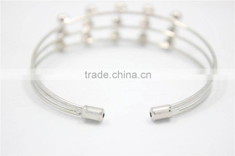 Silver Bracelet Designs Adjustable Cuff Jewelry Three Layered Silver Ball Handmade Bracelet For Women For 2016New Intrend style