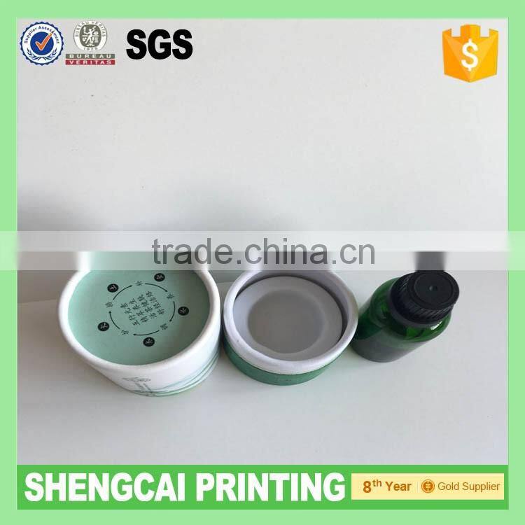 Black color with UV logo round paper tube box for 15ml bottle packing
