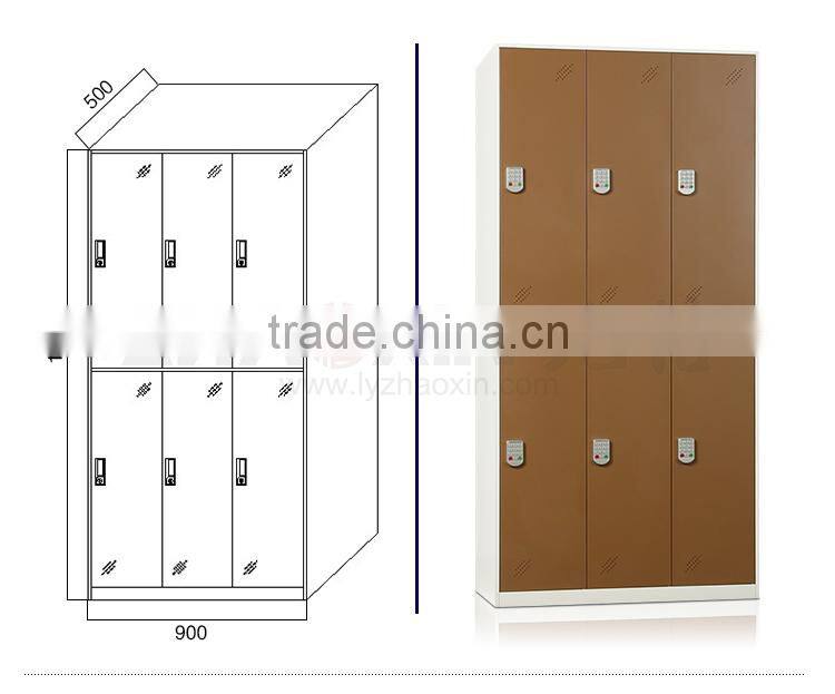 compartment 6-door steel locker digital lock wardrobe locker furniture