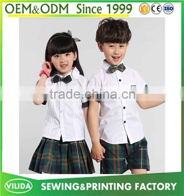 England style kindergarten uniform fashion primary school sport uniform shirt with skirt or shorts