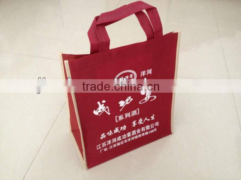 recycle nonwoven handle bag with hand sewn to bottom