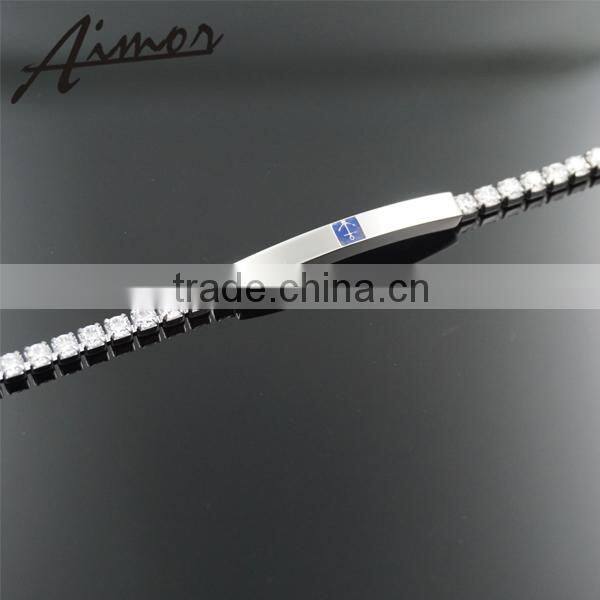 Good quality Stainless Steel Jewellery Bracelet with Black Zircon