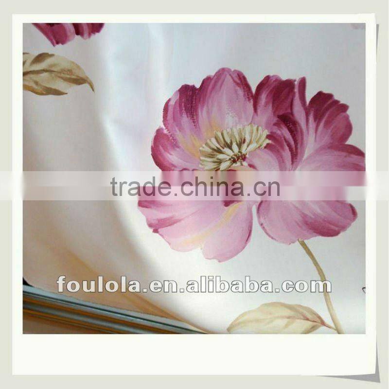 Polyester Printed Red and White Curtains Matching Bedding