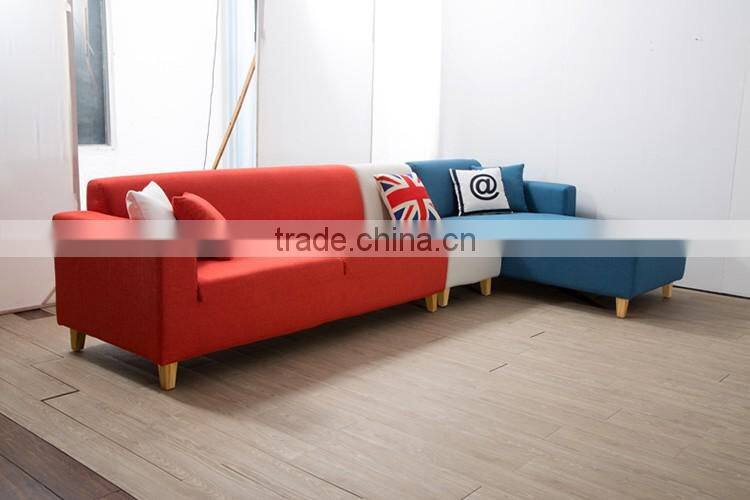 Three Seat Plus Chaise Lounge Couch, Fabric High Rebound Spinge Sofa