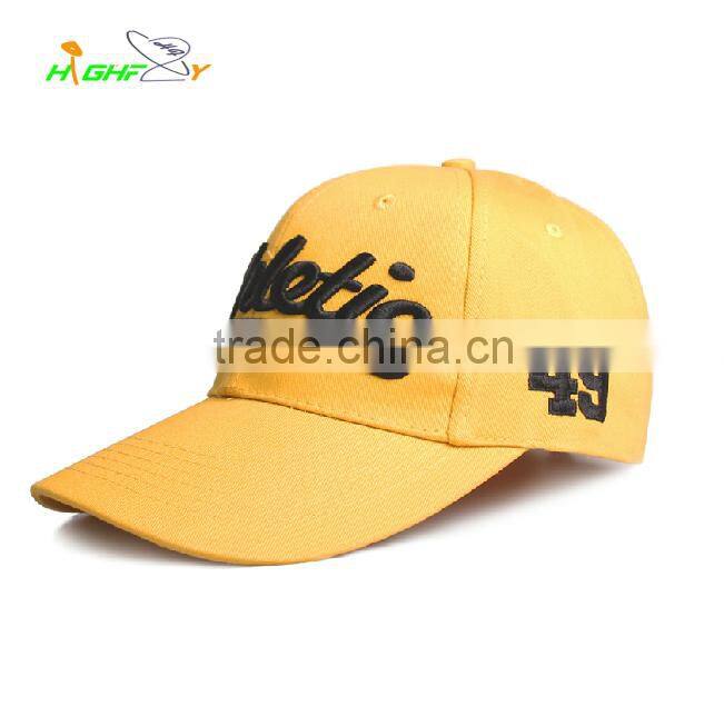 wholesale/high quality 100%cotton pure color 6 panel customize curve brim baseball cap with embroidery