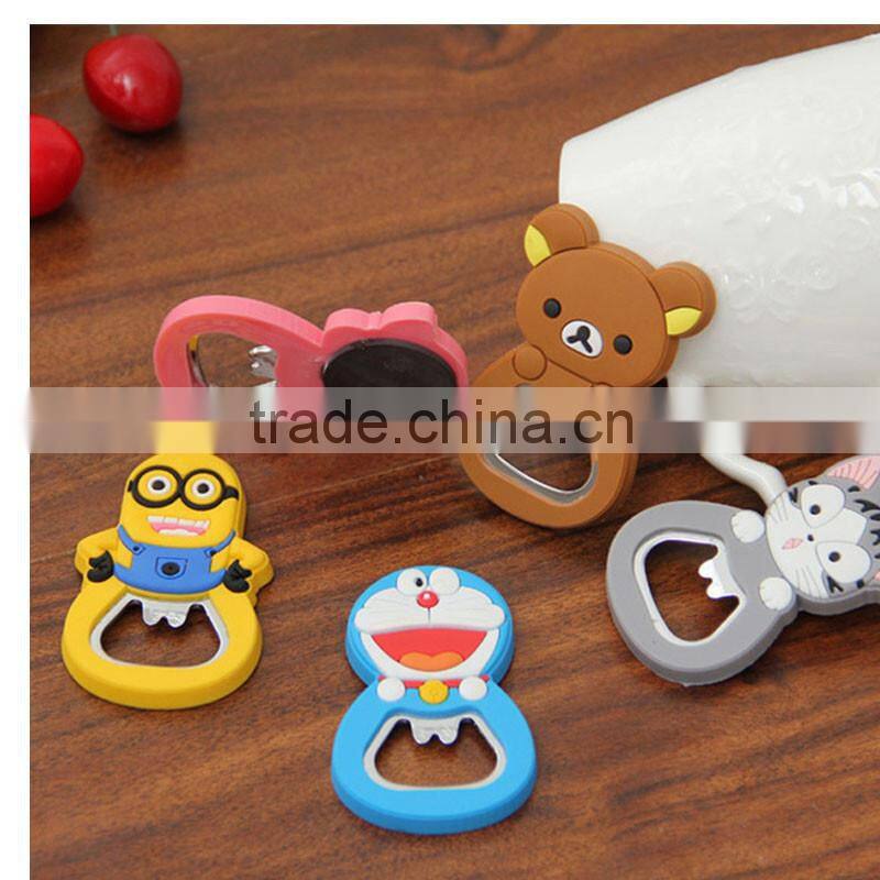 Bear shape design logo printed soft PVC custom pvc bottle opener