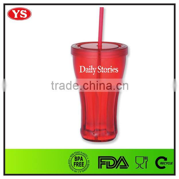 bpa free promotional single wall 16oz plastic tumbler with straw