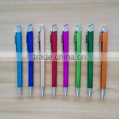 click action ball pen with hollow out spray paint barrel, touch pen