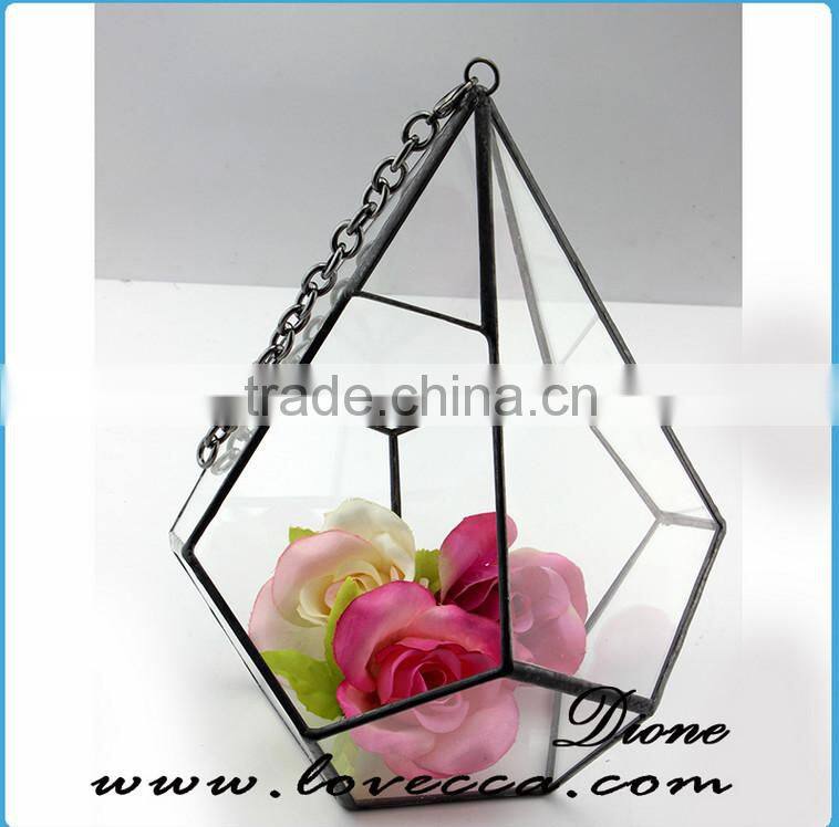 Hot sale indoor plant glass terrarium clear glass geometrical hanging terrarium-glass terrarium decorative plant holder