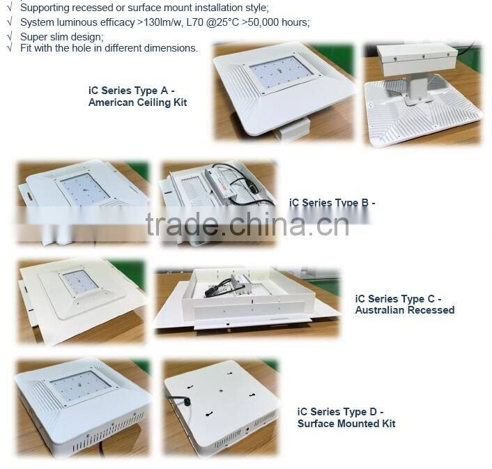 UL DLC CE RoHS SAA 130lm/W Super Slim Motion Sensor Petrol Gas Service Station 150W LED Canopy Light