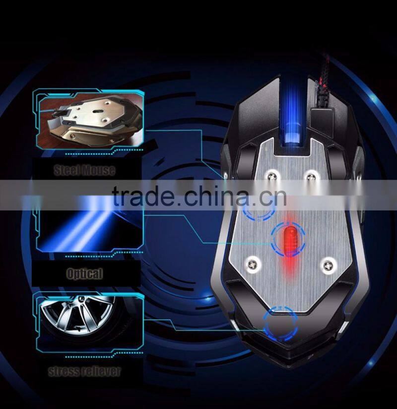 USB Wired Gaming Mouse with Macro Definition Function 4 Colors Breathing Variable Lighting