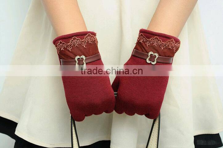 2016 5 Colors New Women Ladies Winter Warm Vintage Touch Screen Lace Gloves for women