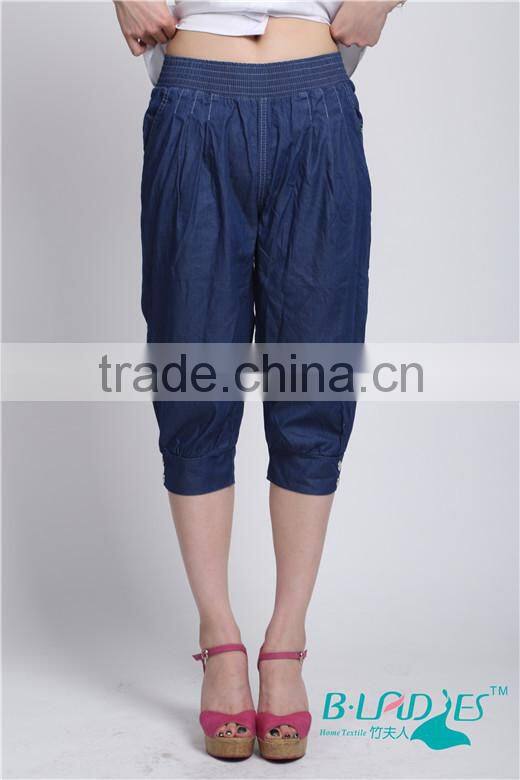 High Quality Fashion Mid Waist Bamboo Fiber Women Jeans Capris Female denim