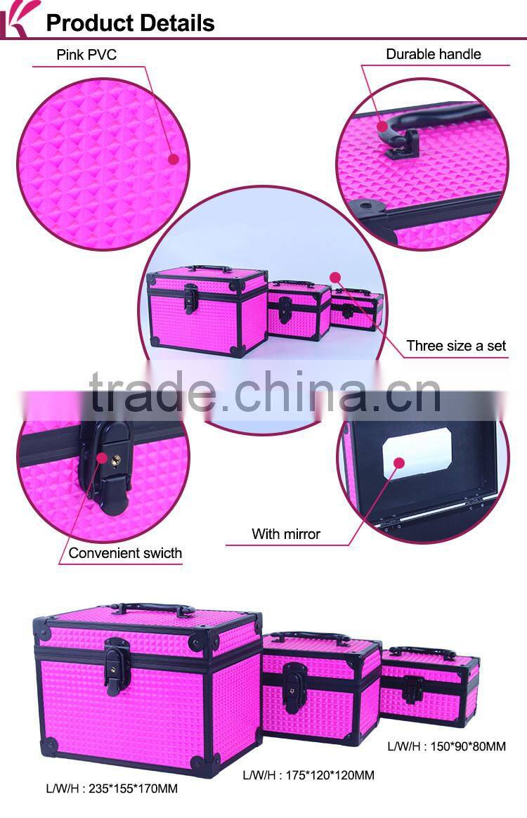 Pink Color Hard Side Aluminum Vanity Case For Travel