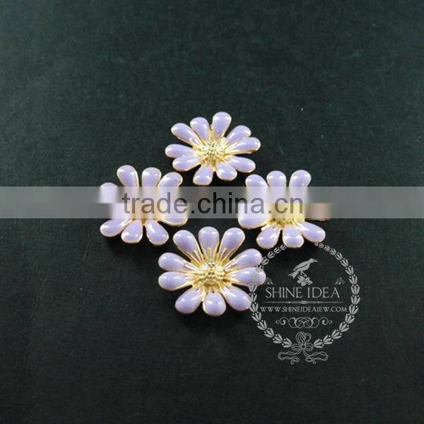 18mm purple flower cabochon setting pendant charm DIY supplies findings 1800145