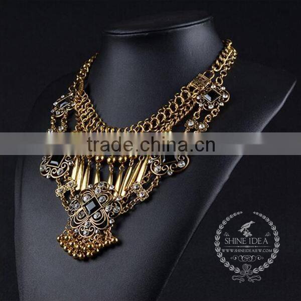 high quality crystal chunky statement necklace tin alloy fashion women pendant necklace 6390077