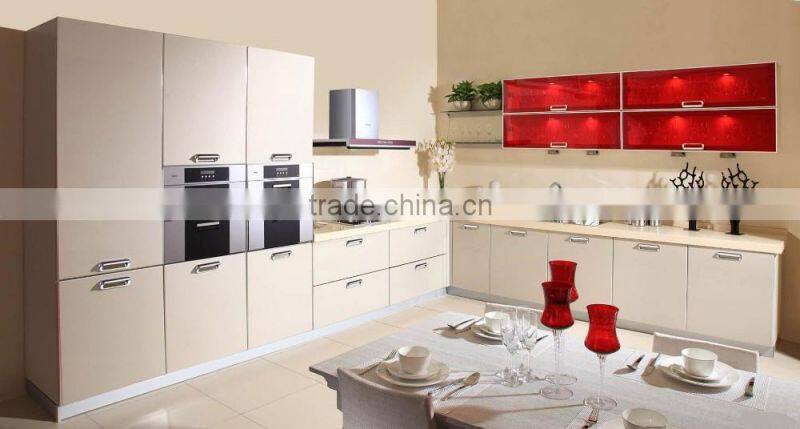 Morden MDF with high glossy white kitchen cabinet for home or hotel furniture manufacturing