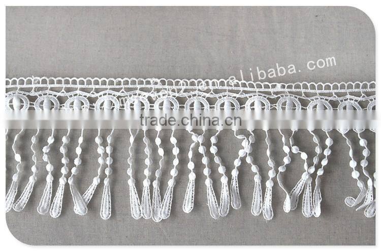 Special design 12.5cm width polyester macrame fringe lace trim water soluble