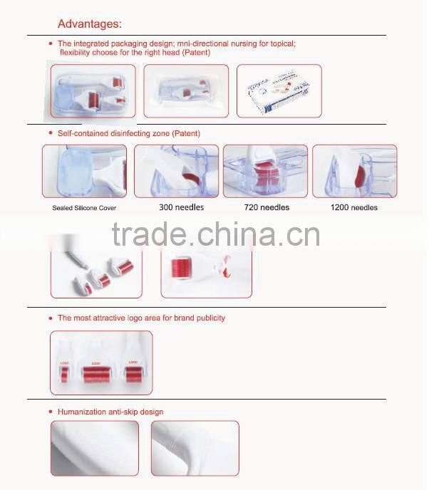 Mesotherapy 300/720/1200 needle GTO 4 in 1derma roller 0.5mm with Medical CE