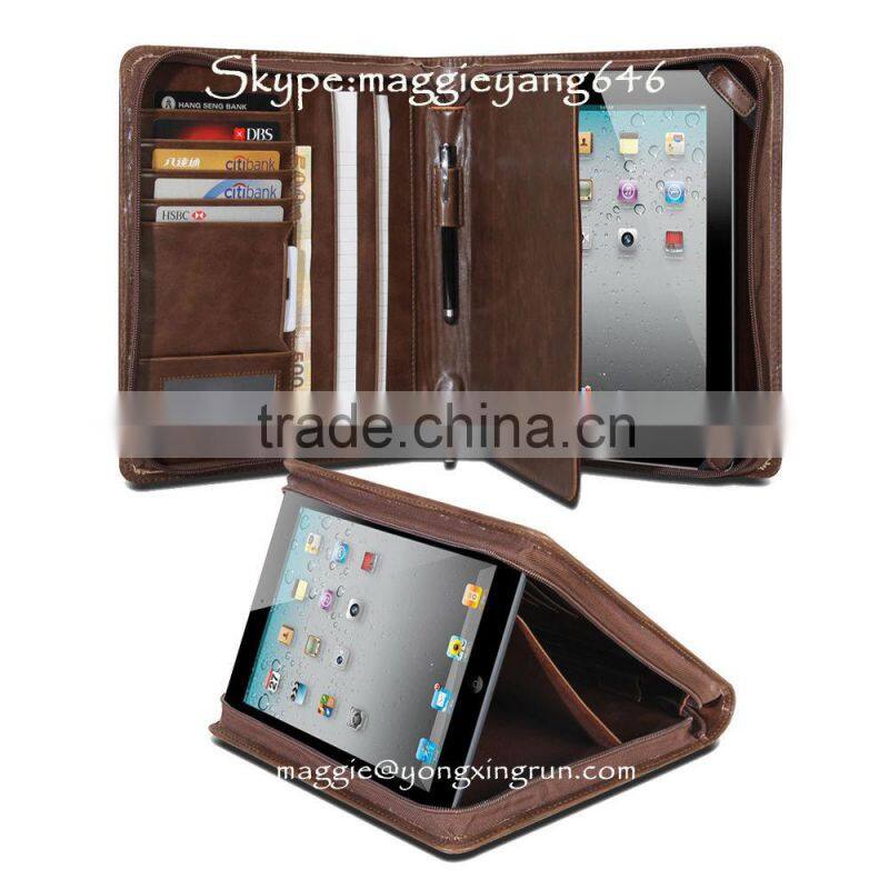 Brown PU Leather Folio Portfolio Case for iPad 2/iPad 3/iPad 4/ iPad Air iPad 5
