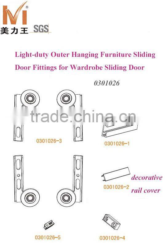 Wardrobe Light-duty Sliding Closet Door Roller Fittings Hardware System