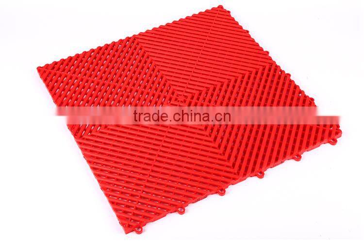 Anti-slip and fluid drainage interlocking plastic floor tiles for store rooms