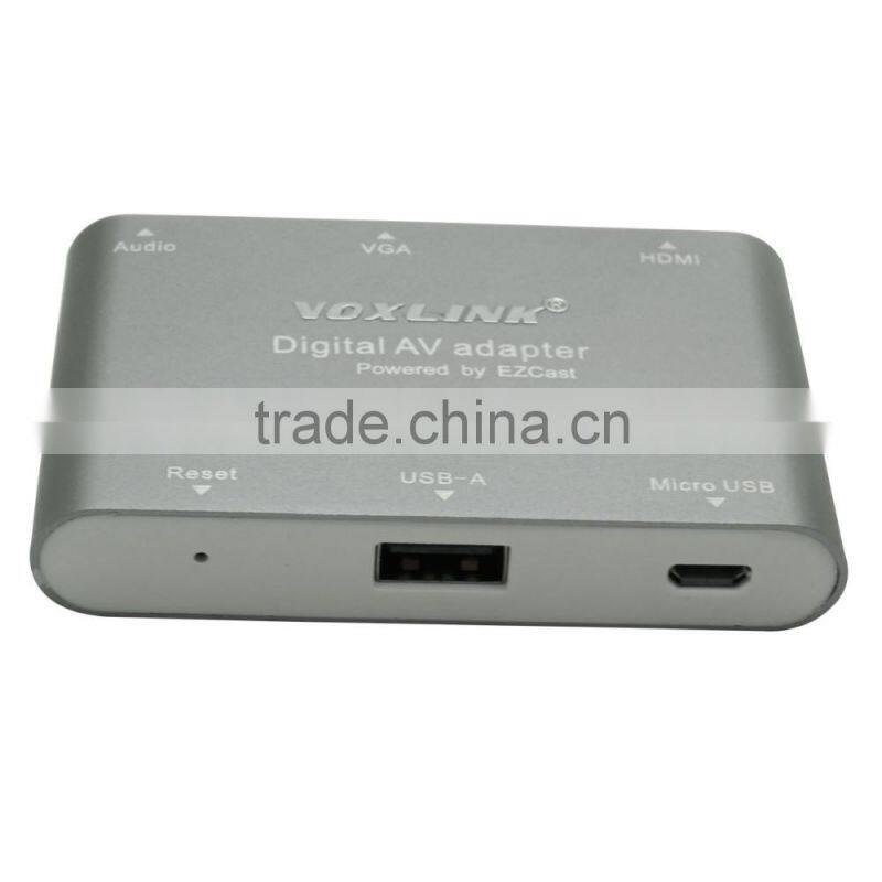 Hot Selling Best Quality VOXLINK Digital AV Adapter With HDMI And VGA+Audio Dual Display Converter Dark Gray