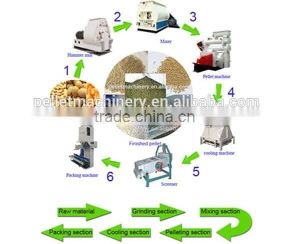 Complete set 1t/h new condition poultry feed pellet production line
