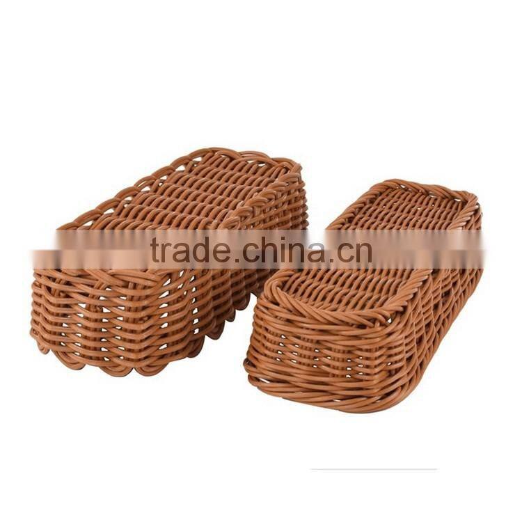 Home or restaurant tableware using eco-friendly plastic rattan bread basket kitchen cutlery tray basket