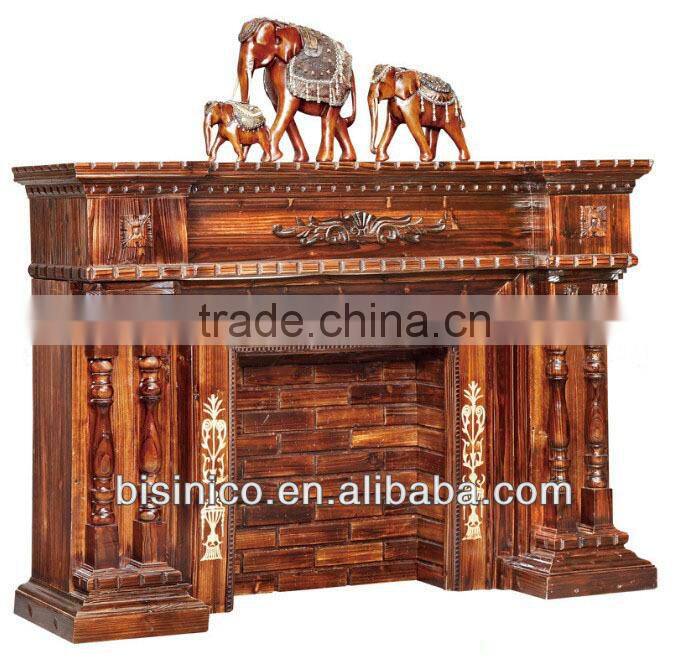 Luxury Spanish style wooden living room fireplace